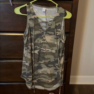 Camo Lace Up Tank